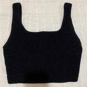 Aritzia Babaton Black Ribbed Tank Top
